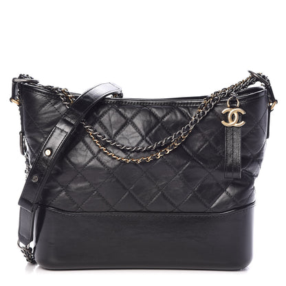 Chanel Aged Calfskin Quilted Medium Gabrielle Hobo Black 1 of 9