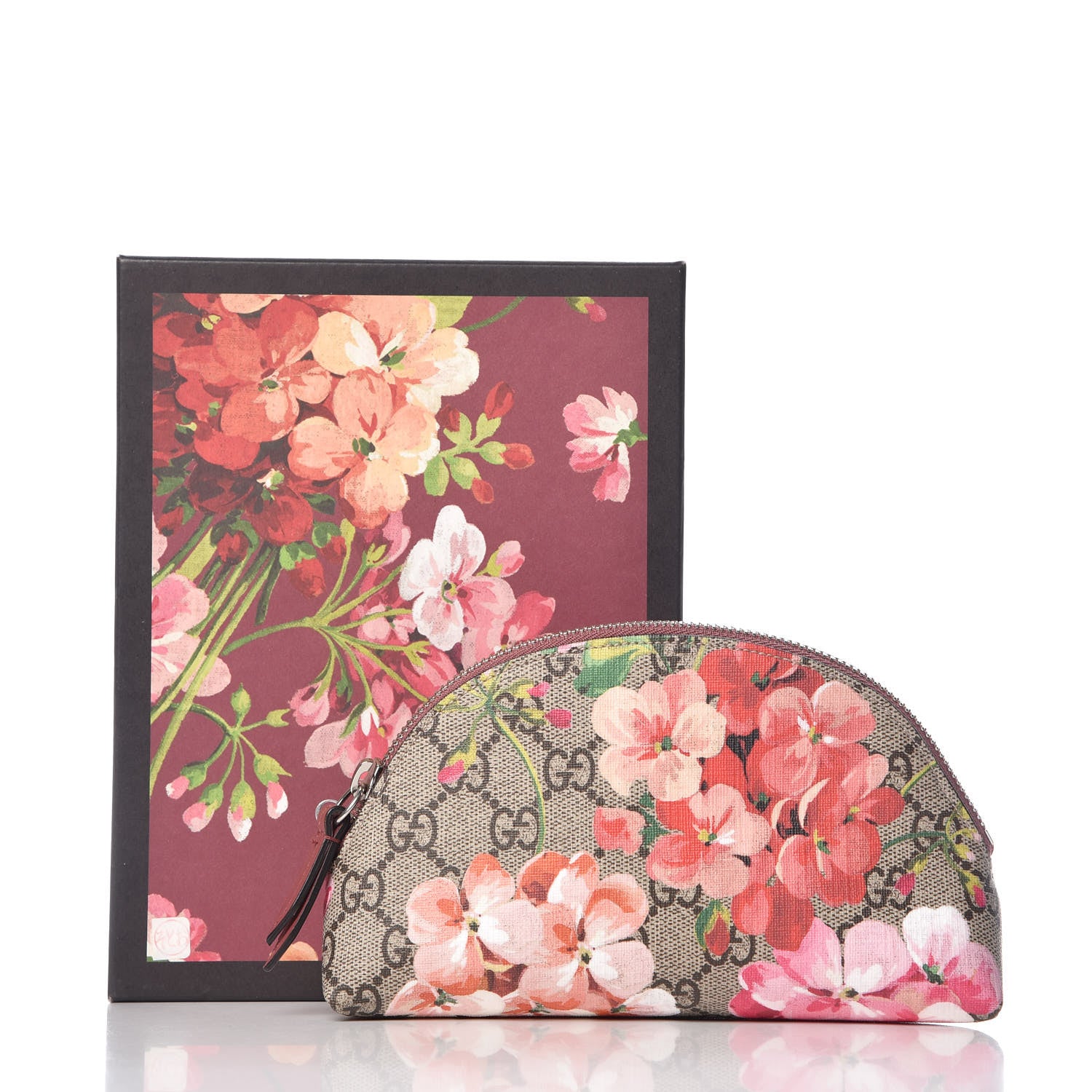 Gucci GG Supreme Monogram Blooms Small Pouch Cosmetic Case Beige Multicolor Dry Rose 10 of 10