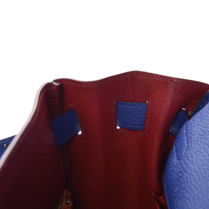 Hermes Togo Horseshoe Kelly Retourne 32 Bleu Electrique Rouge H 14 of 40