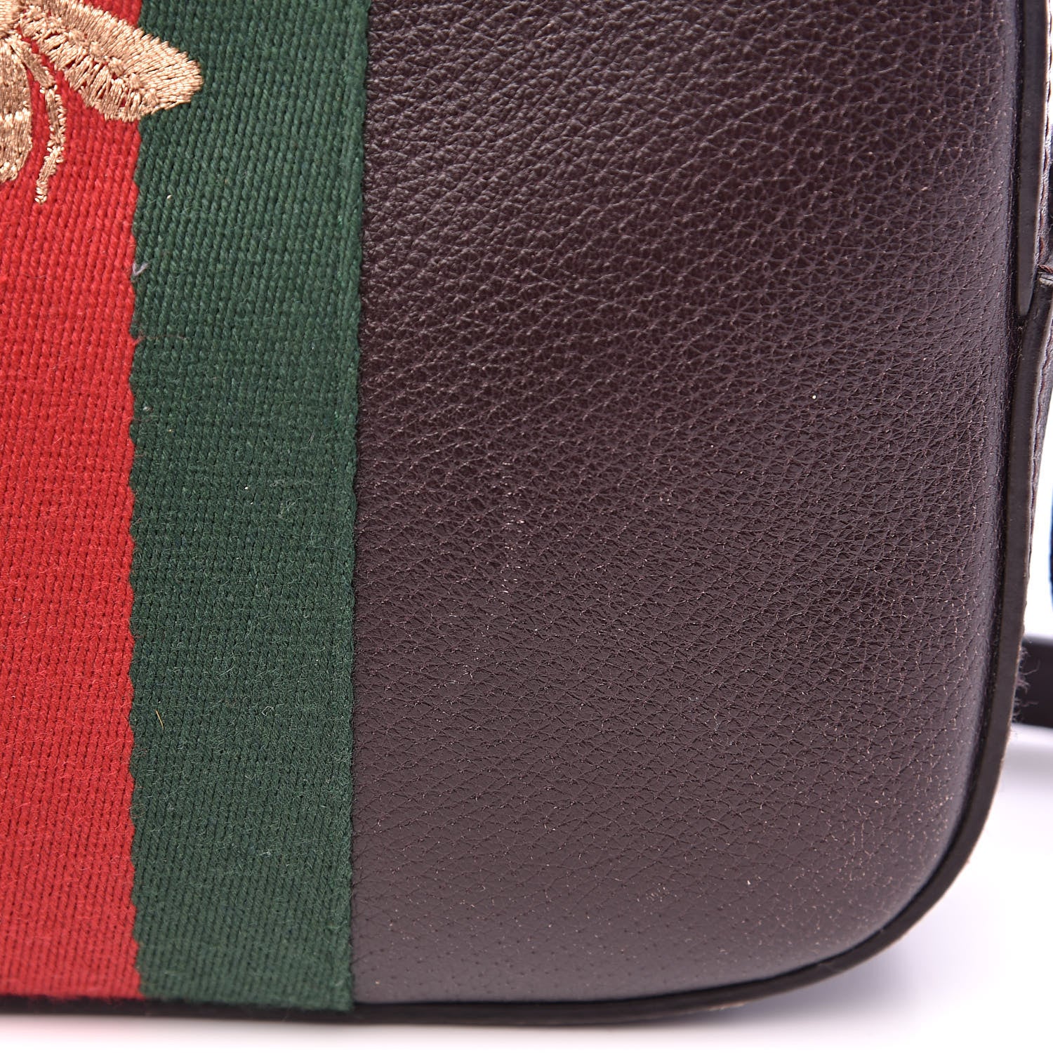Gucci Textured Calfskin Web Small Webby Bee Shoulder Bag Brown Coffee 19 of 19