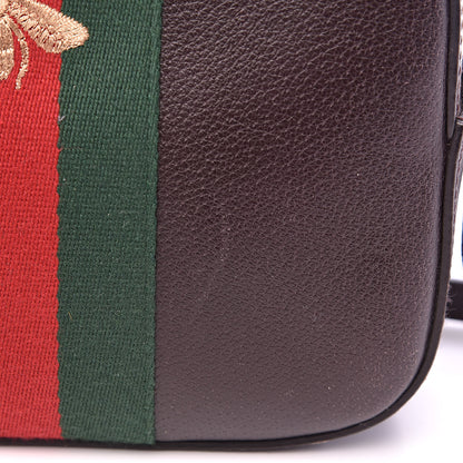 Gucci Textured Calfskin Web Small Webby Bee Shoulder Bag Brown Coffee 19 of 19