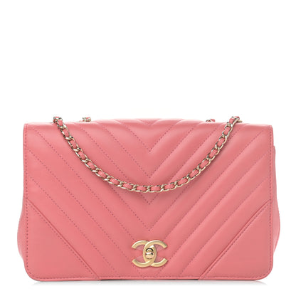 Chanel Calfskin Chevron Quilted Small Statement Flap Pink 1 of 15