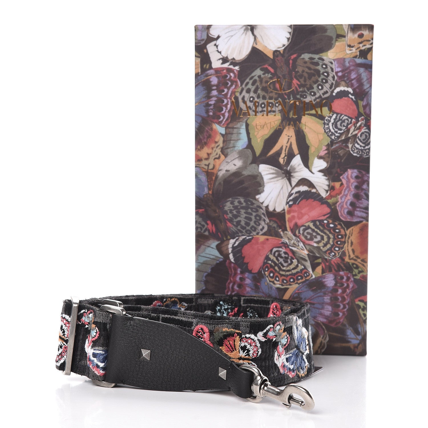 Valentino Garavani Canvas Camubutterfly Rockstud Guitar Strap Multicolor 5 of 5