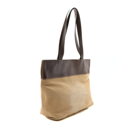 Chanel Raffia Calfskin CC Tote Bag Brown 3 of 10