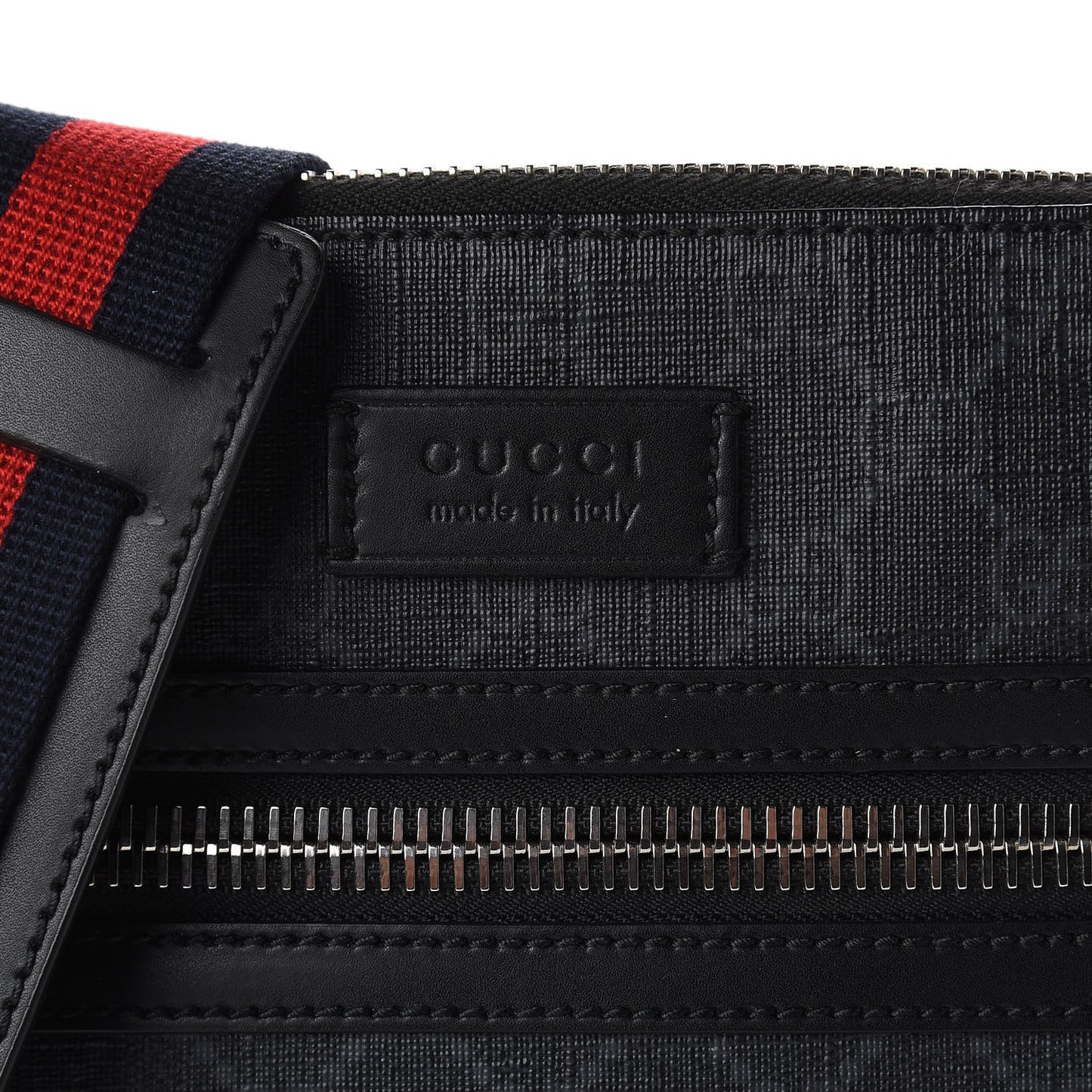 GG Supreme Monogram Web Small Flat Messenger Bag Black Grey