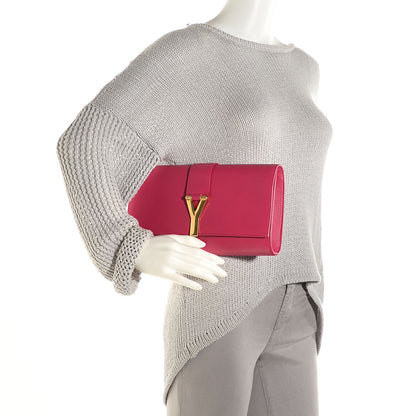 Saint Laurent Calfskin Classic Y Ligne Clutch Fuchsia 2 of 8