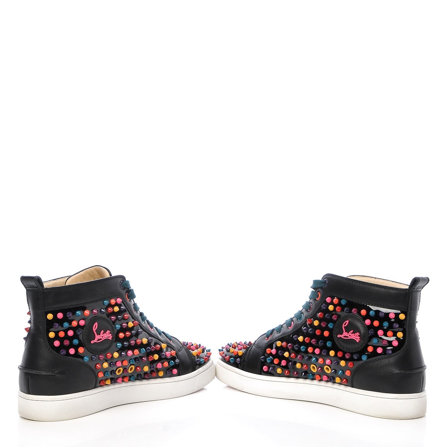 Christian Louboutin Mens Patent Calfskin Spike Louis Flat Sneakers 43.5 Black Multi 5 of 11