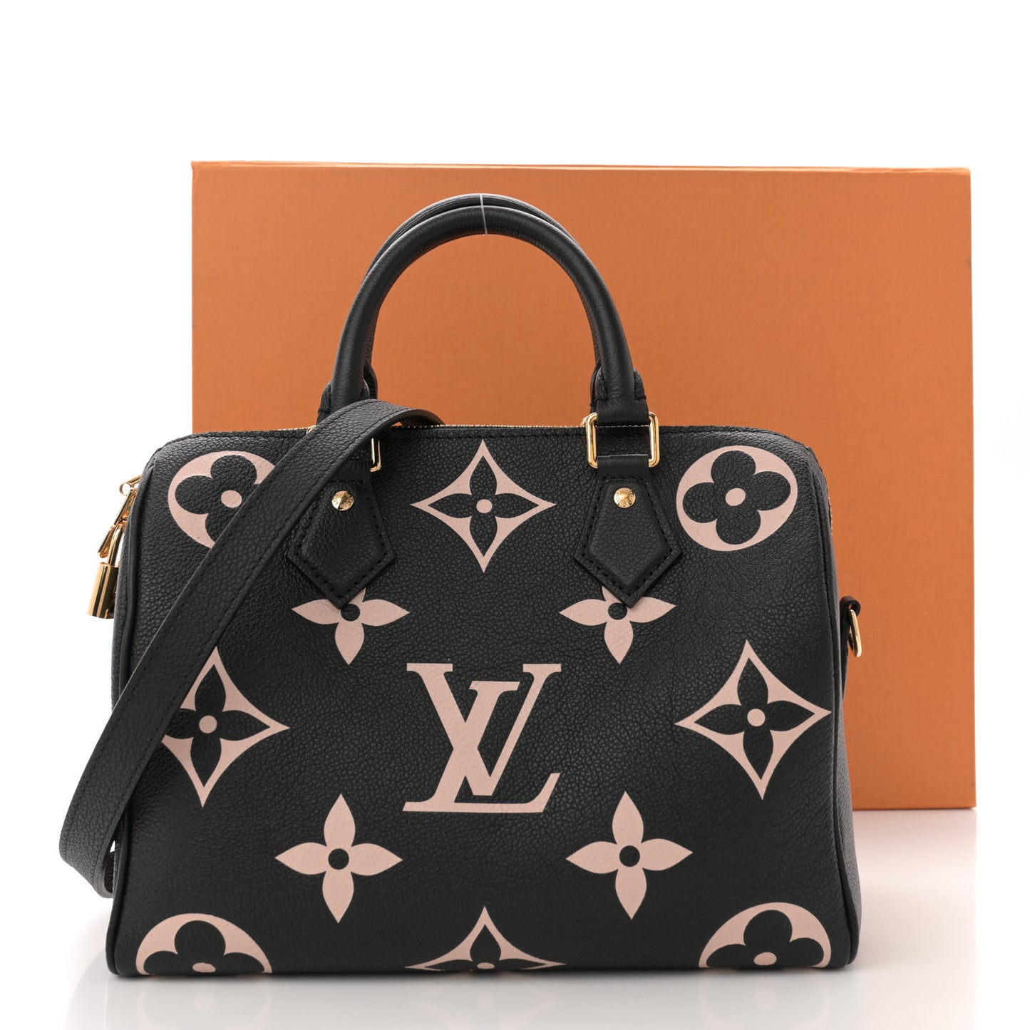 Empreinte Monogram Giant Speedy Bandouliere 25 Black Beige