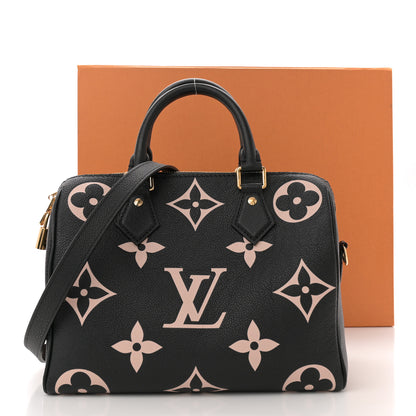 Louis Vuitton Empreinte Monogram Giant Speedy Bandouliere 25 Black Beige 11 of 11