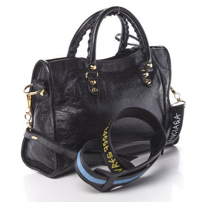 Balenciaga Agneau Classic Gold Hardware S City Graffiti Logo Strap Black 4 of 11