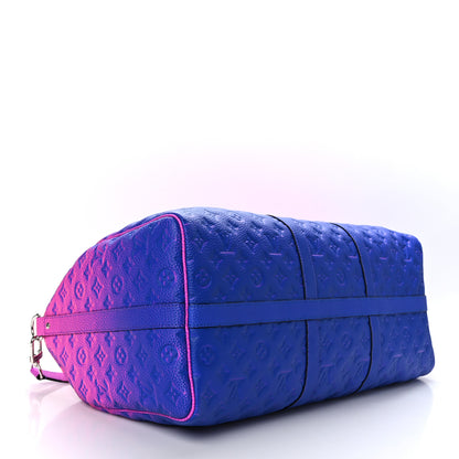 Louis Vuitton Taurillon Illusion Keepall Bandouliere 50 Bleu Rose 3 of 9