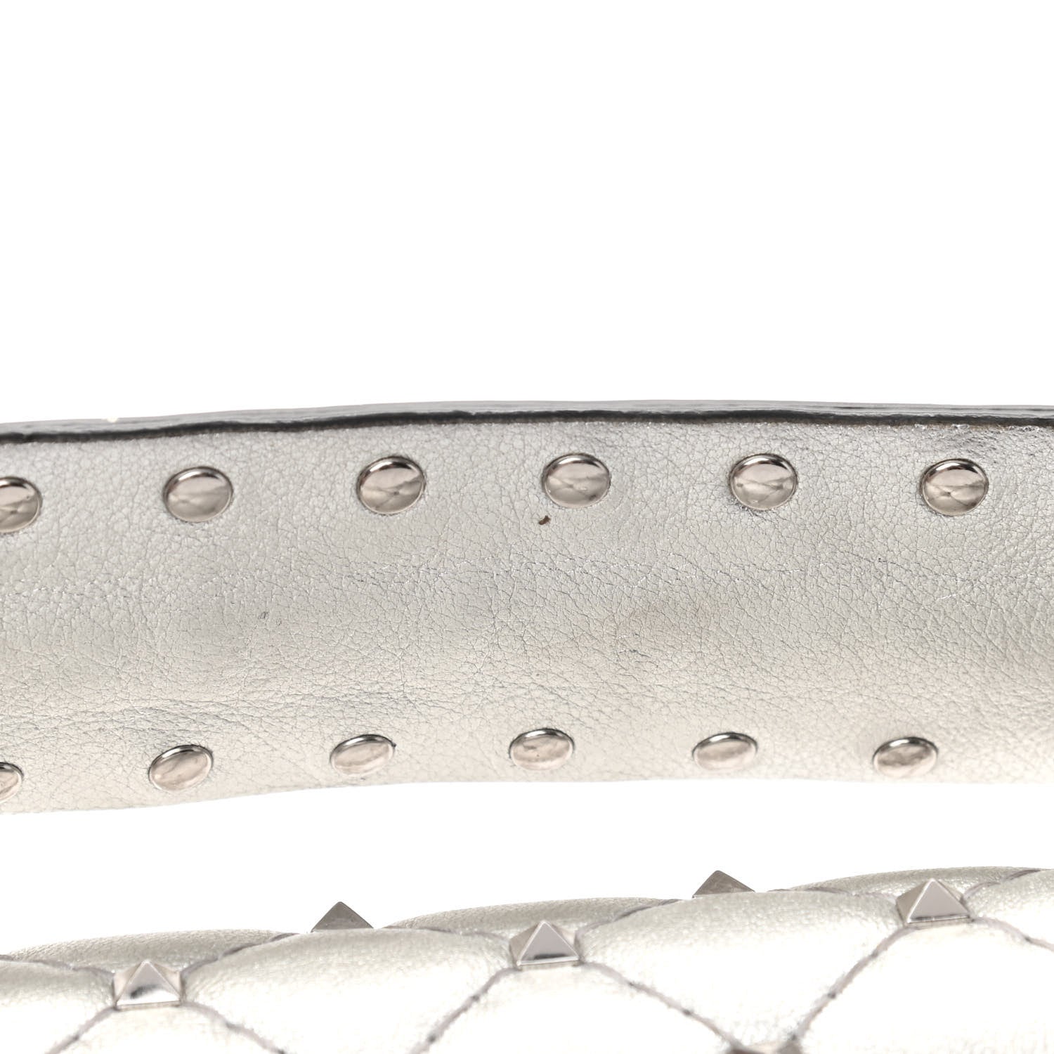 Valentino Garavani Metallic Nappa Medium Rockstud Spike Shoulder Bag Silver 14 of 17