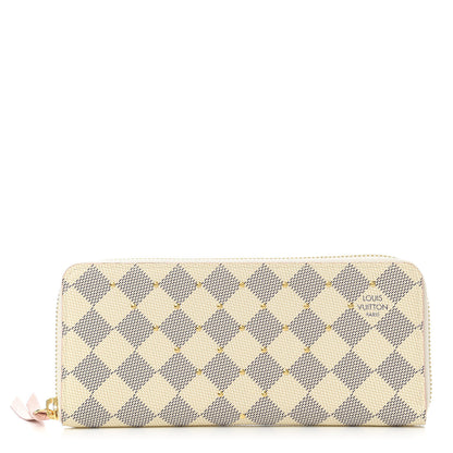 Louis Vuitton Damier Azur Studded Clemence Wallet Rose Ballerine 1 of 10