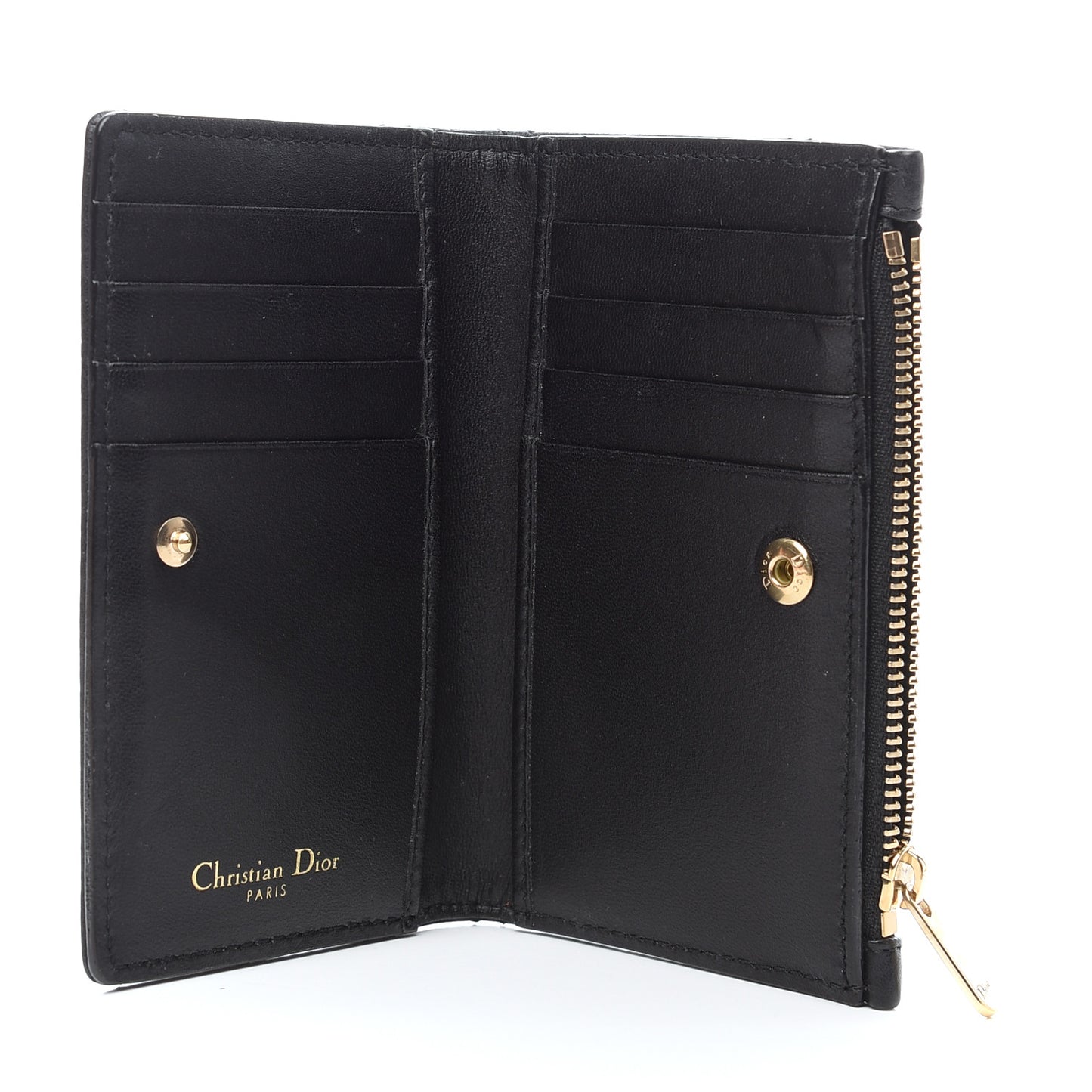 Grained Calfskin Cannage Diorama Wallet Black