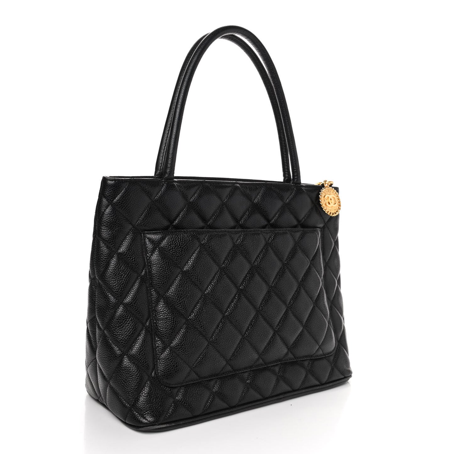 Caviar Quilted Medallion Tote Black