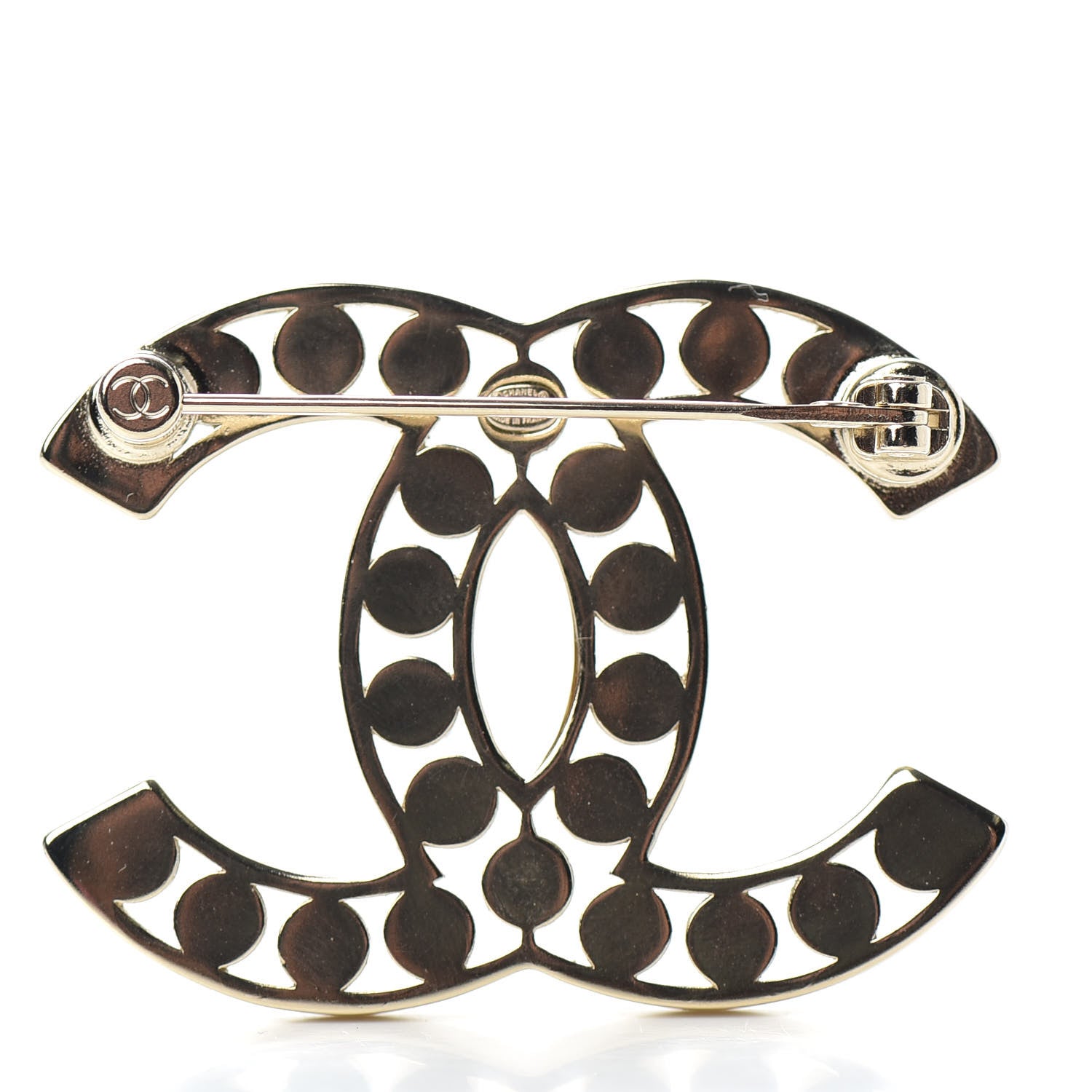 Chanel Crystal CC Brooch Light Gold 3 of 4