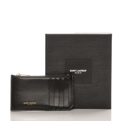 Saint Laurent Calfskin 5 Fragments Zip Pouch Card Holder Black 7 of 7