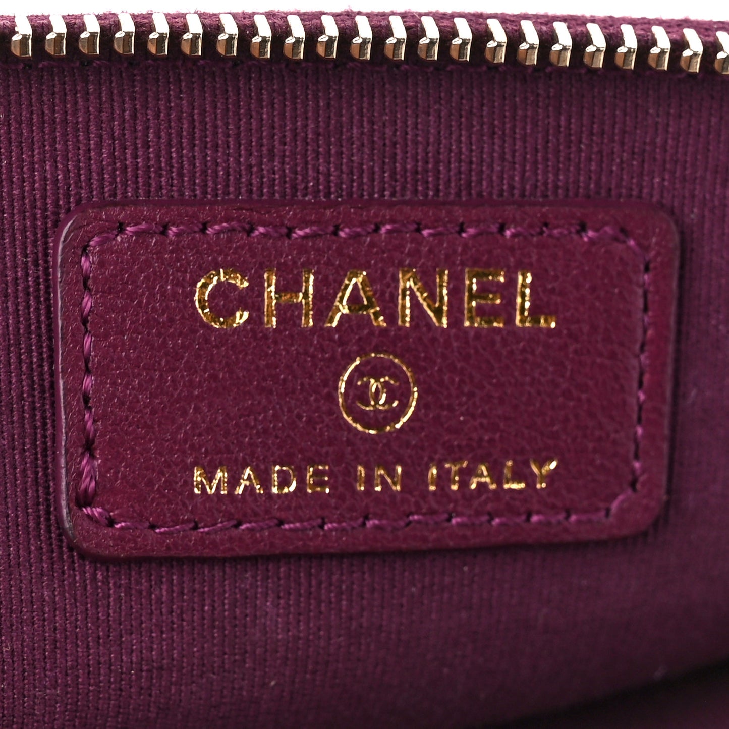 Lambskin Quilted Zip Card Holder Wallet Burgundy