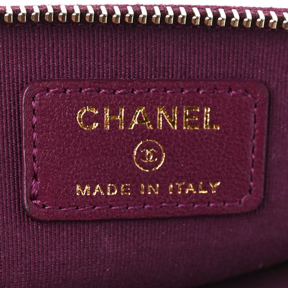 Chanel Lambskin Quilted Zip Card Holder Wallet Burgundy 6 of 11