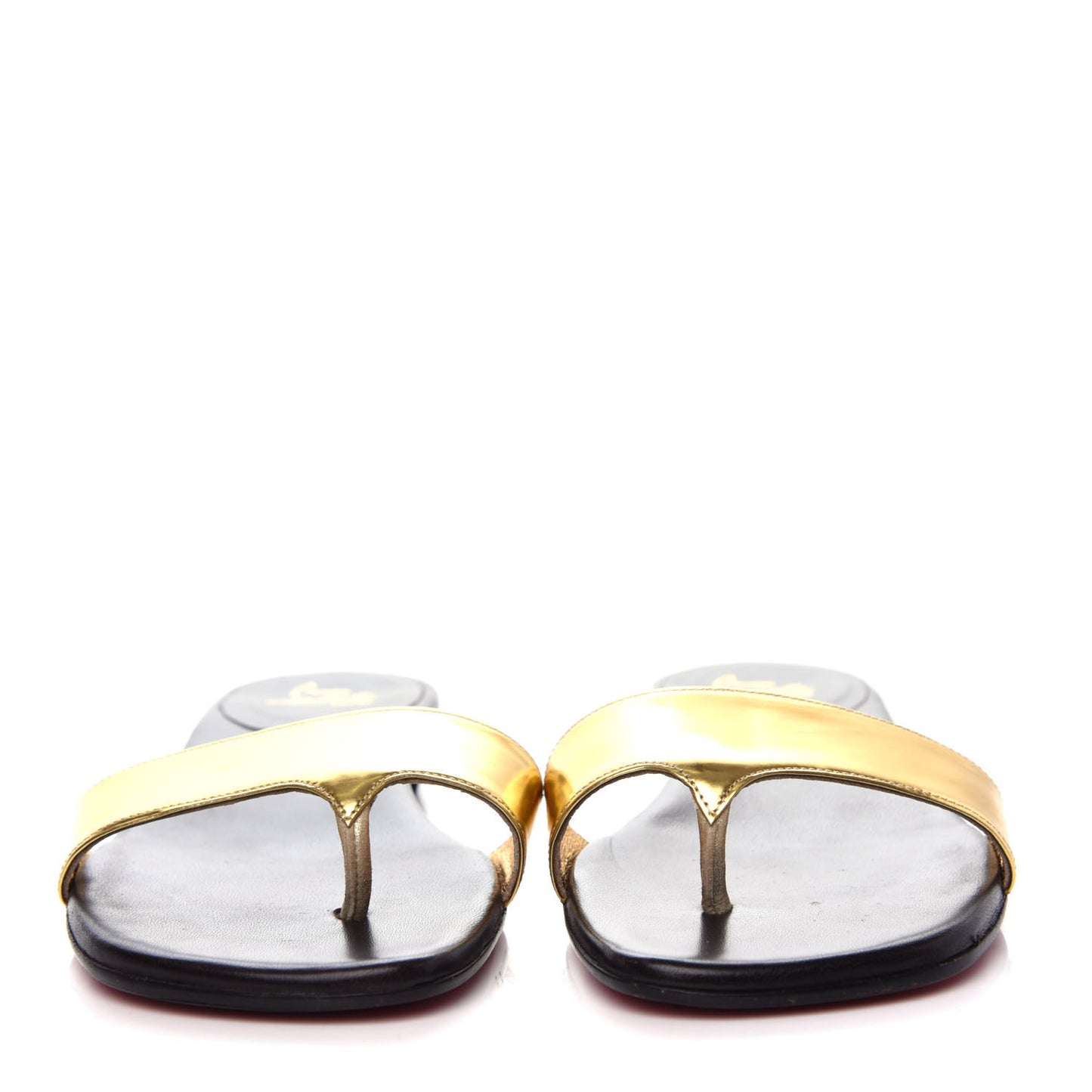 Metallic Patent Flat Slide Sandals 36.5 Gold
