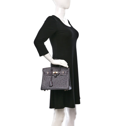Hermes Ostrich Horseshoe Birkin 25 Gris Agate Rose Shocking 2 of 8