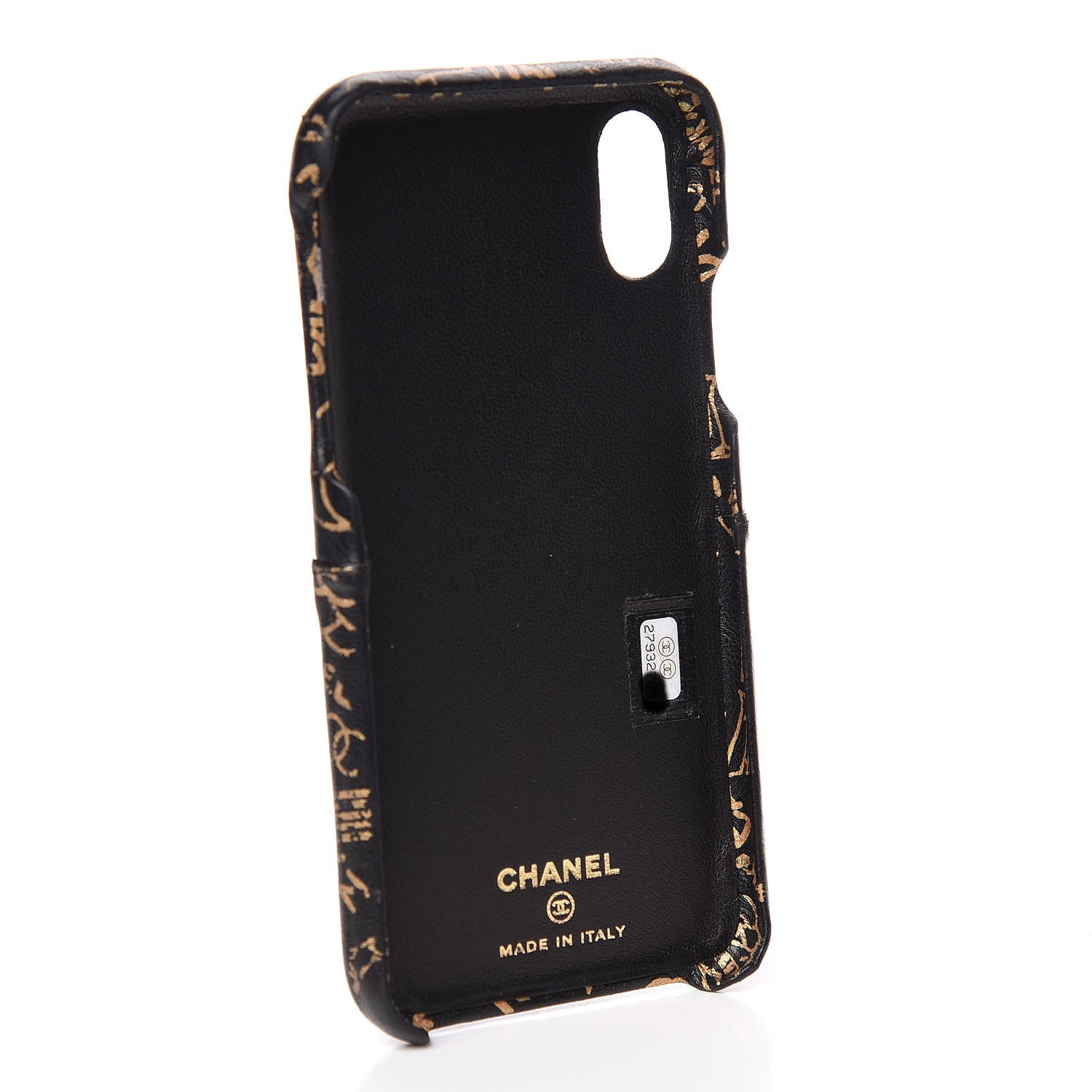 Chanel Lambskin Quilted iPhone X Coco Tech Egyptian Graffiti Case Black Gold 3 of 12
