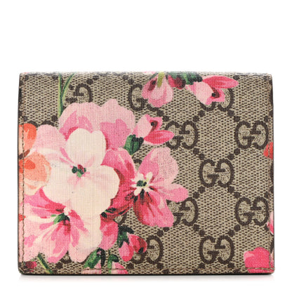 Gucci GG Supreme Monogram Blooms Card Case Beige Multicolor Dry Rose 1 of 9