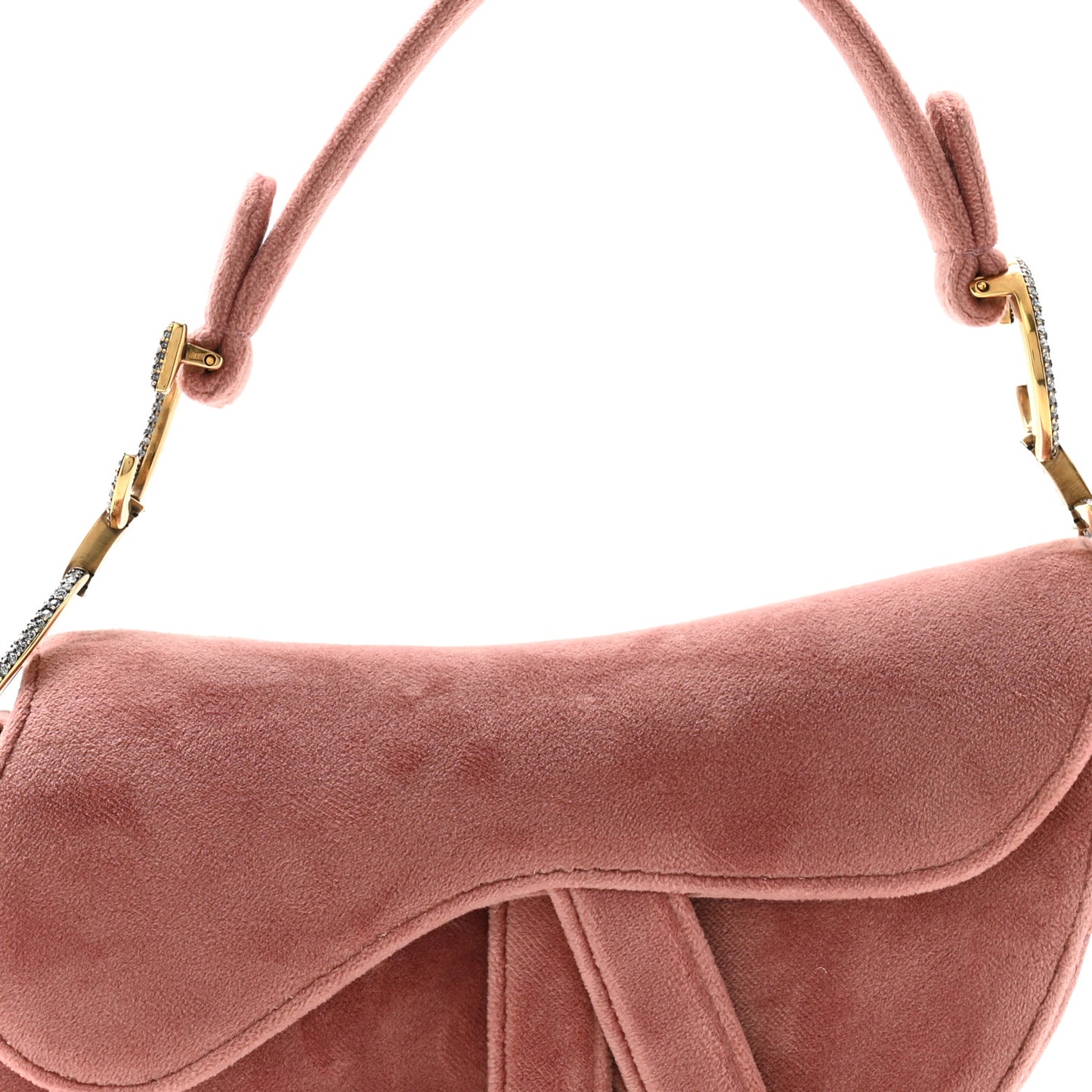 Velvet Crystal Mini Saddle Bag Pink