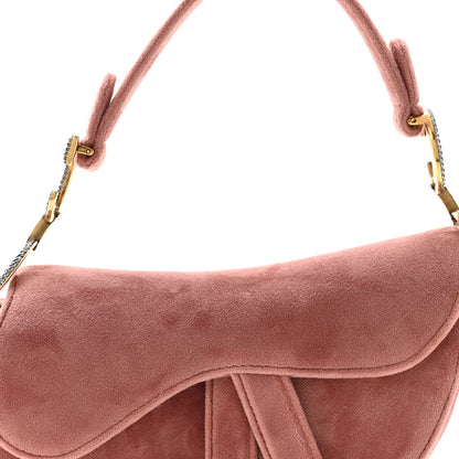 Christian Dior Velvet Crystal Mini Saddle Bag Pink 8 of 10