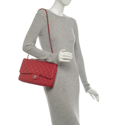 Chanel Lambskin Quilted Jumbo Chanel 3 Flap Dark Pink 2 of 7