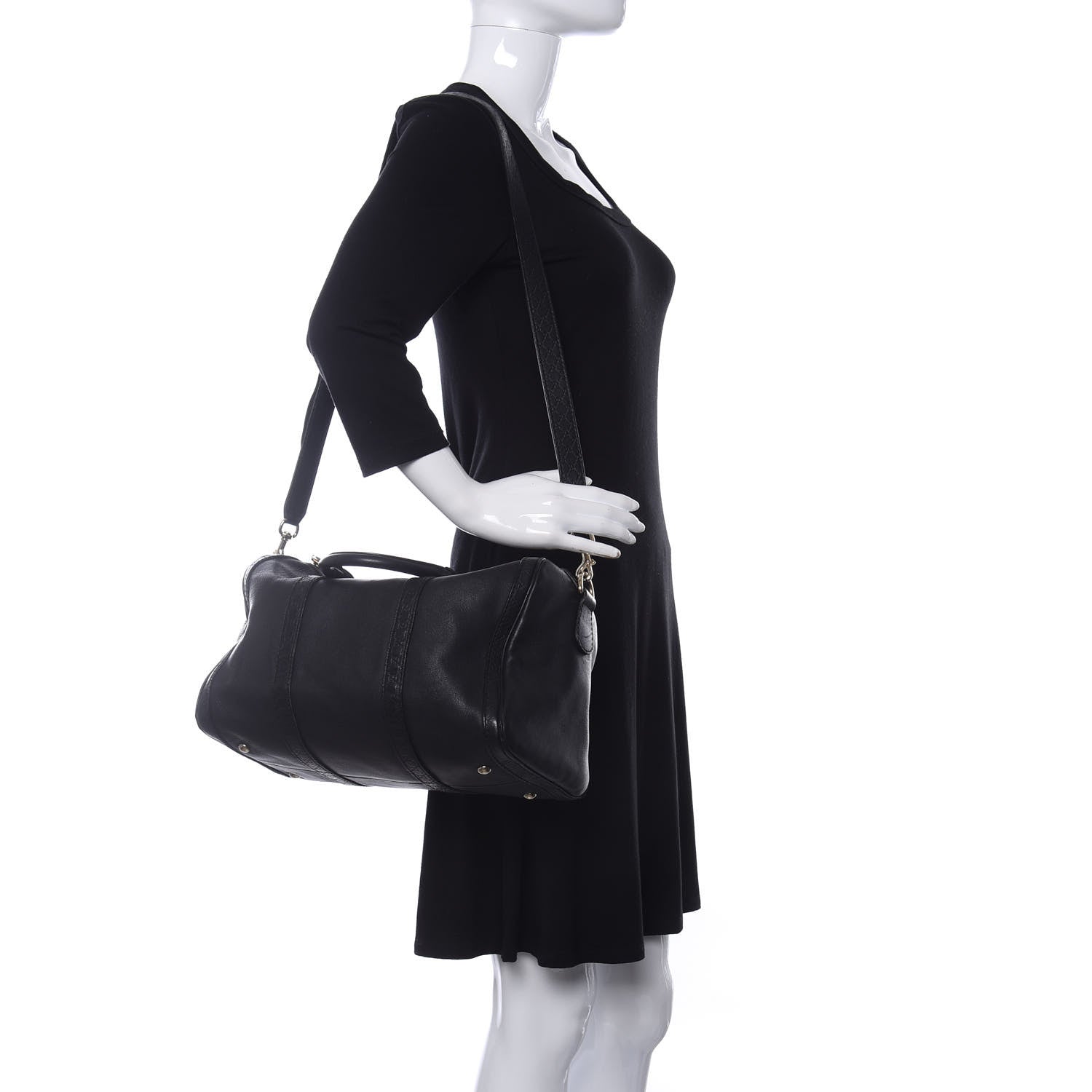 Gucci Calfskin Microguccissima Trim Medium Boston Black 2 of 12