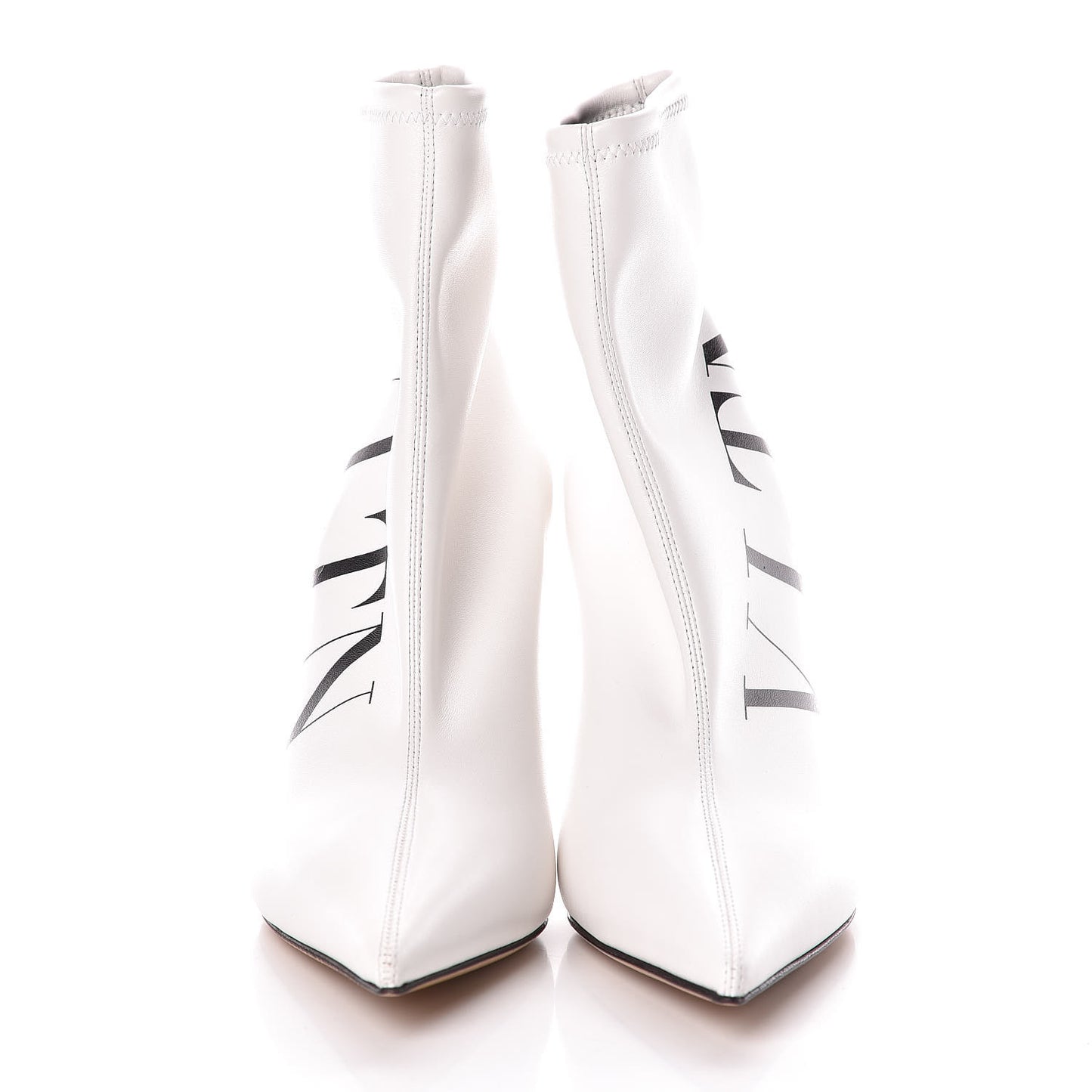 Eco Leather VLTN 100mm Sock Booties 39.5 White Black