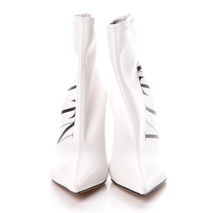 Valentino Garavani Eco Leather VLTN 100mm Sock Booties 39.5 White Black 2 of 7
