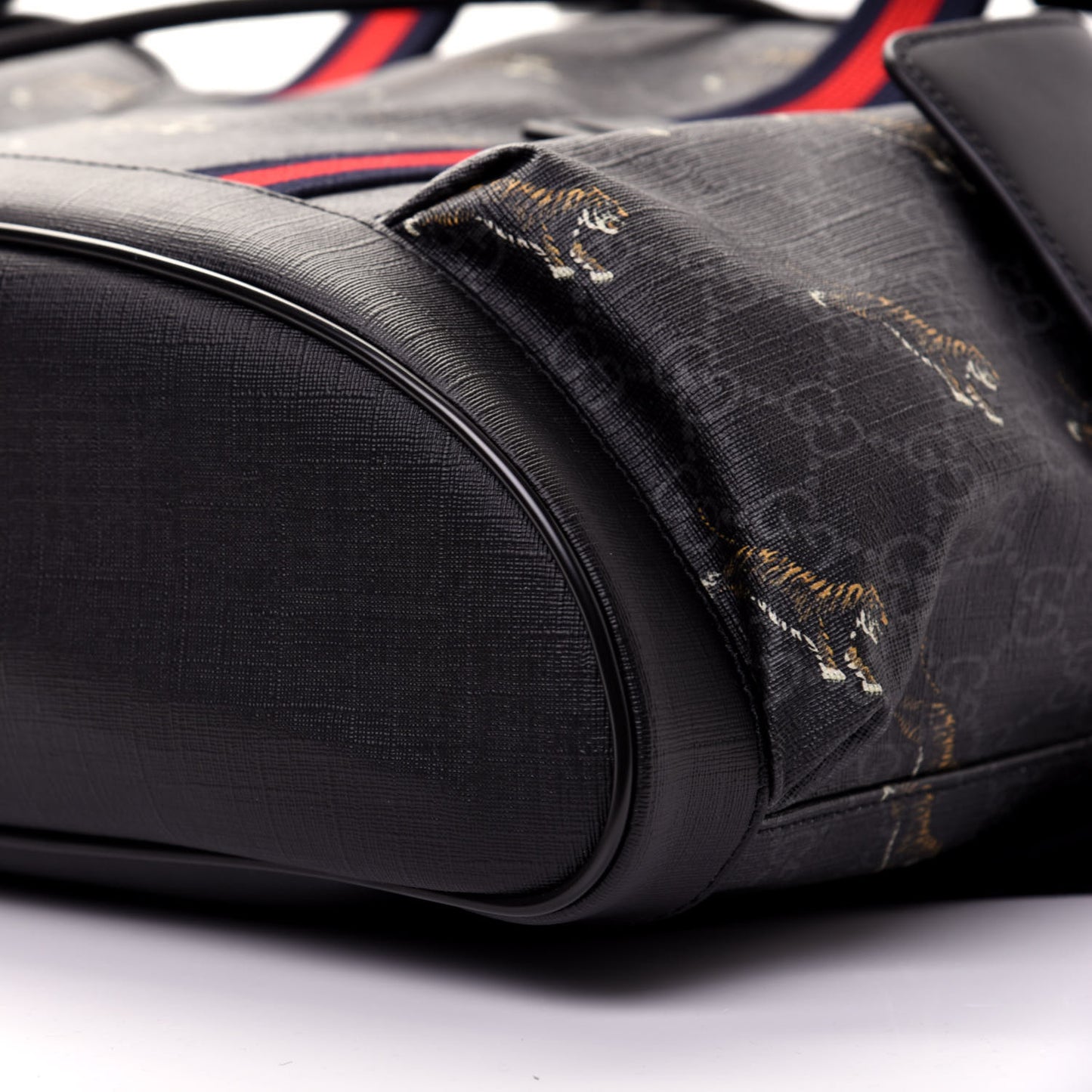GG Supreme Monogram Tigers Double Buckle Backpack Black Multicolor