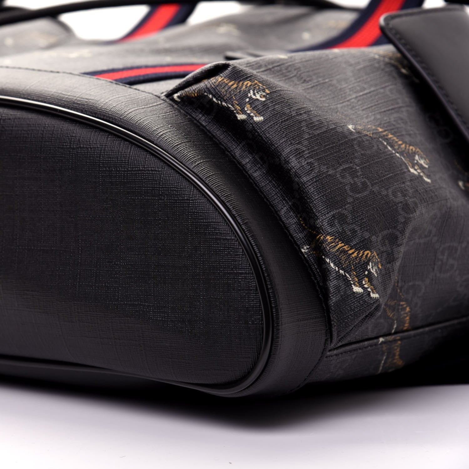 Gucci GG Supreme Monogram Tigers Double Buckle Backpack Black Multicolor 6 of 17