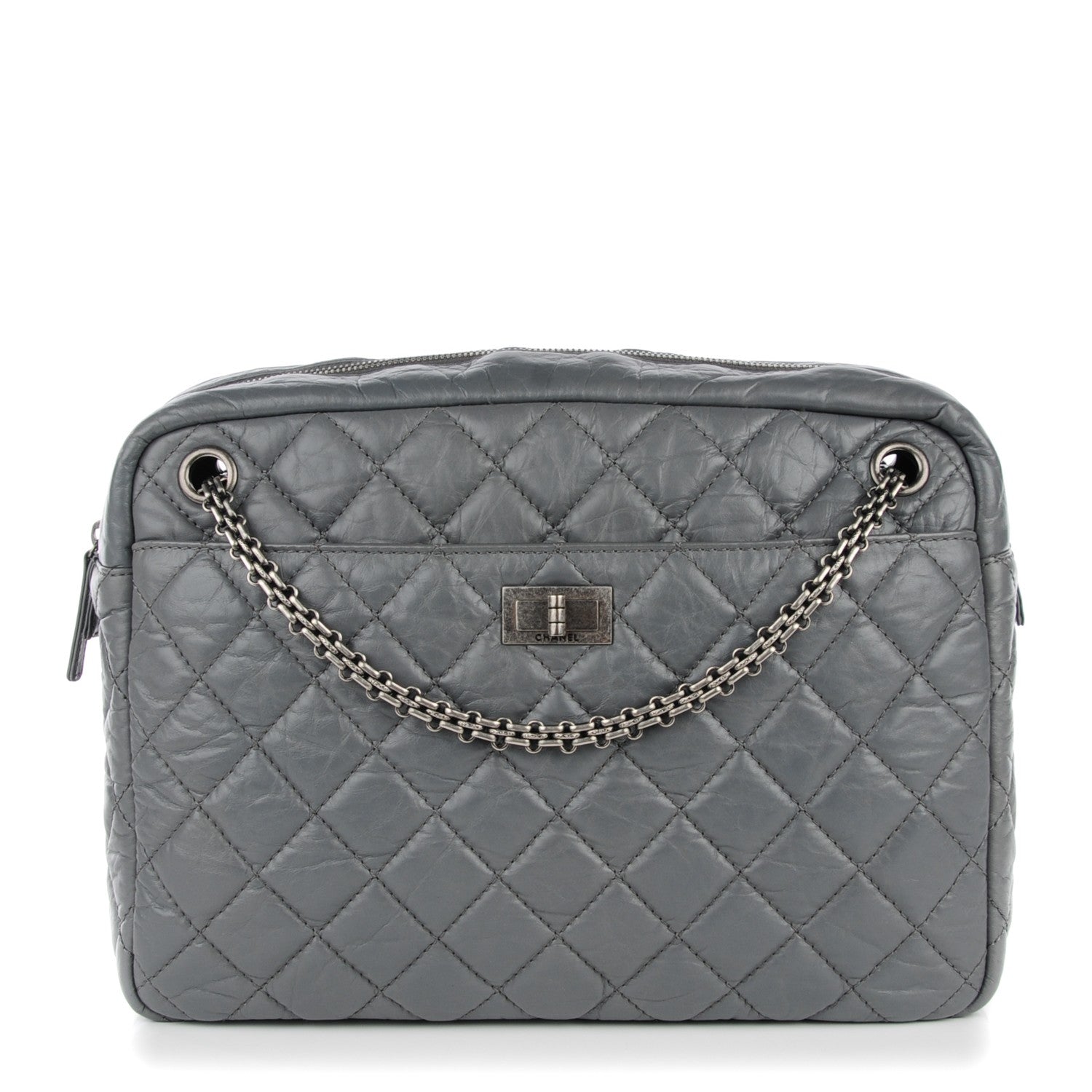 Chanel Aged Calfskin Quilted Large Reissue Camera Case Grey 1 of 8