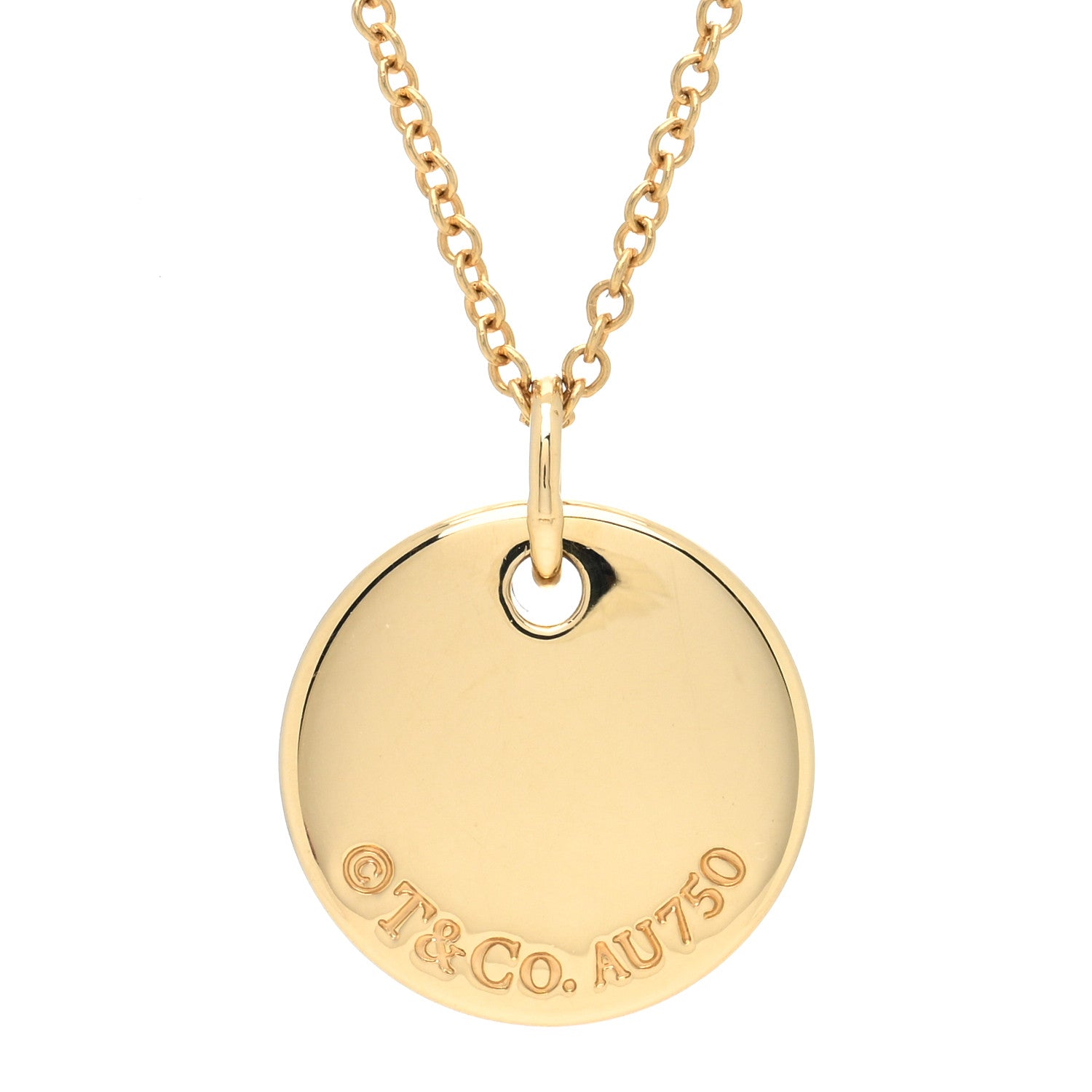 Tiffany 18K Yellow Gold Notes Letter S Disc Charm Pendant Necklace 4 of 5