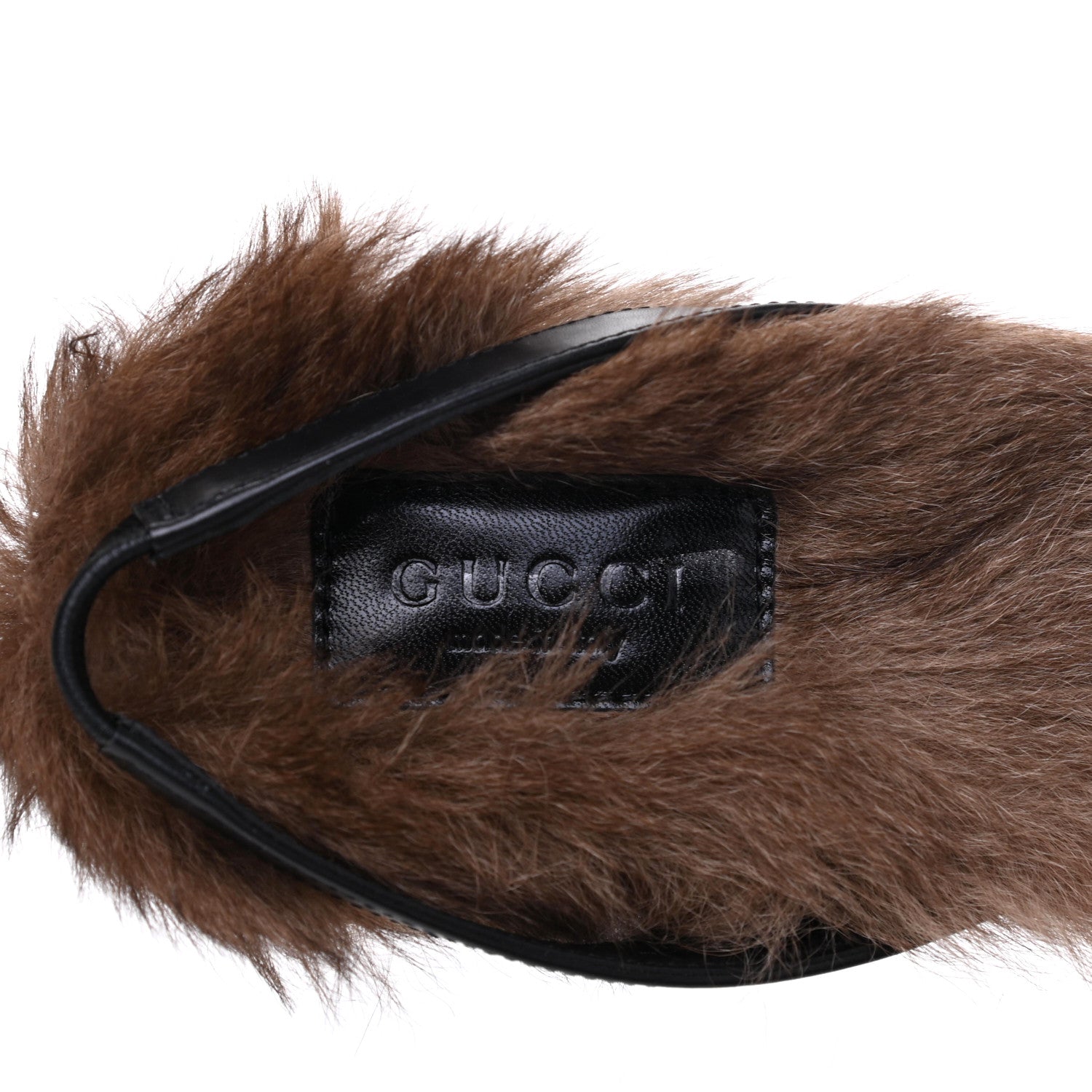 Gucci Calfskin Heloise Fur Slide Mules 36.5 Black 7 of 9