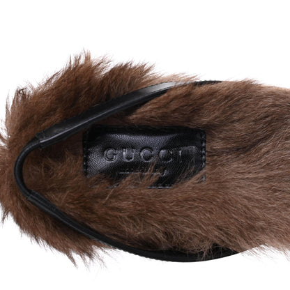 Gucci Calfskin Heloise Fur Slide Mules 36.5 Black 7 of 9