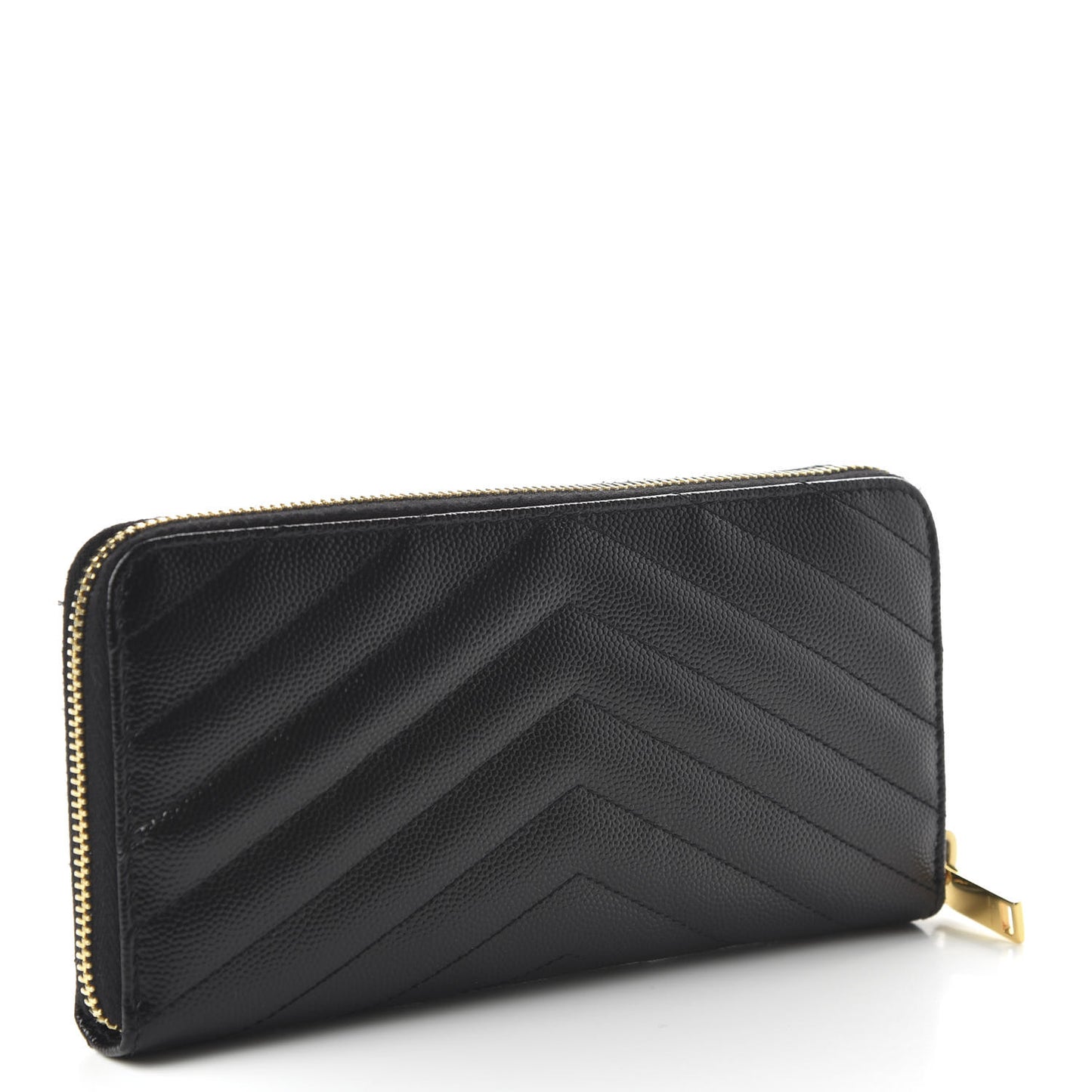 Grain De Poudre Matelasse Chevron Monogram Zip Around Wallet Black