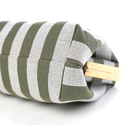 Mansur Gavriel Canvas Stripe Volume Chain Clutch Green White 8 of 8