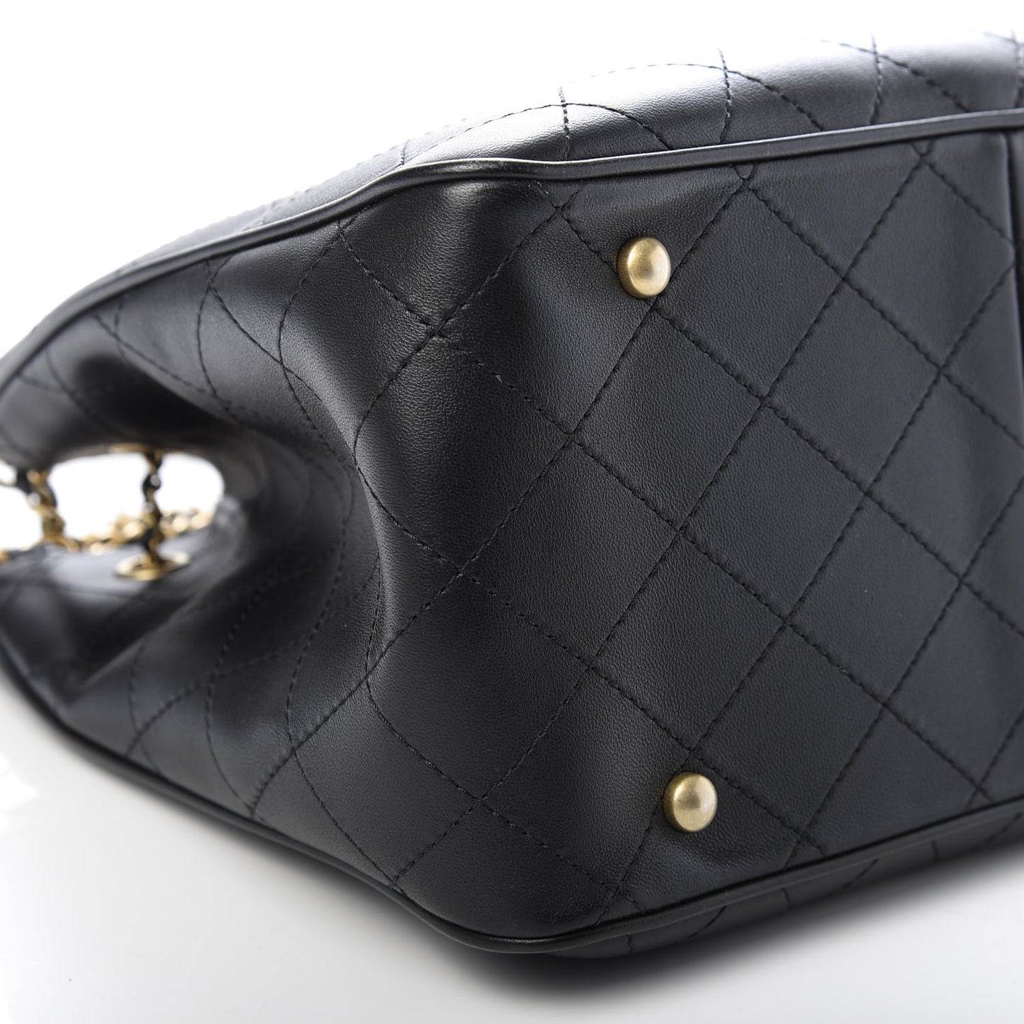 Calfskin Stitched Egyptian Amulet Drawstring Bag Black
