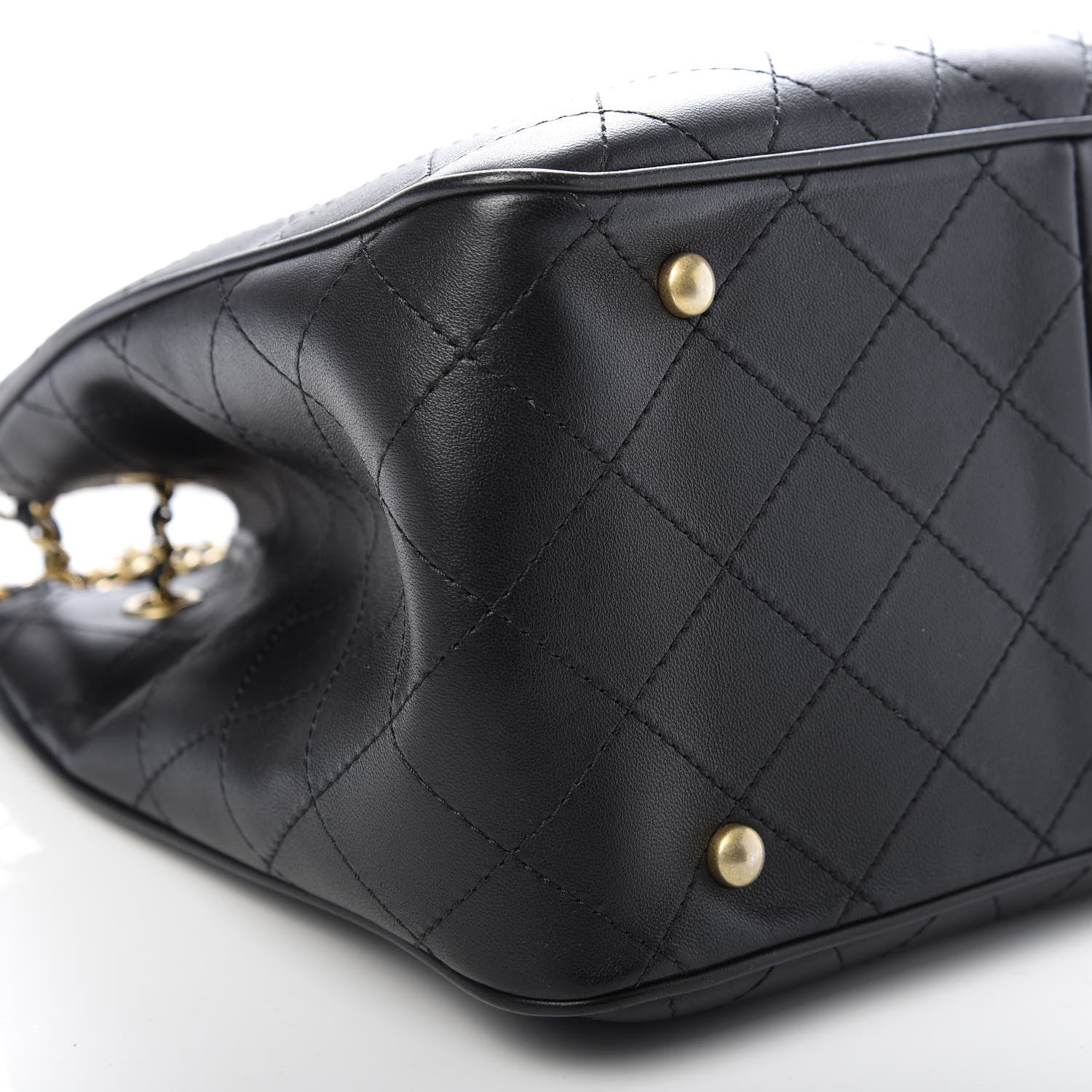 Chanel Calfskin Stitched Egyptian Amulet Drawstring Bag Black 6 of 9