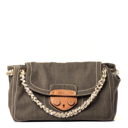 Prada Denim Chain Shoulder Bag Militare 1 of 4