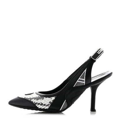 Louis Vuitton Calfskin Sequin Archlight Slingback Pumps 35 Black 1 of 10