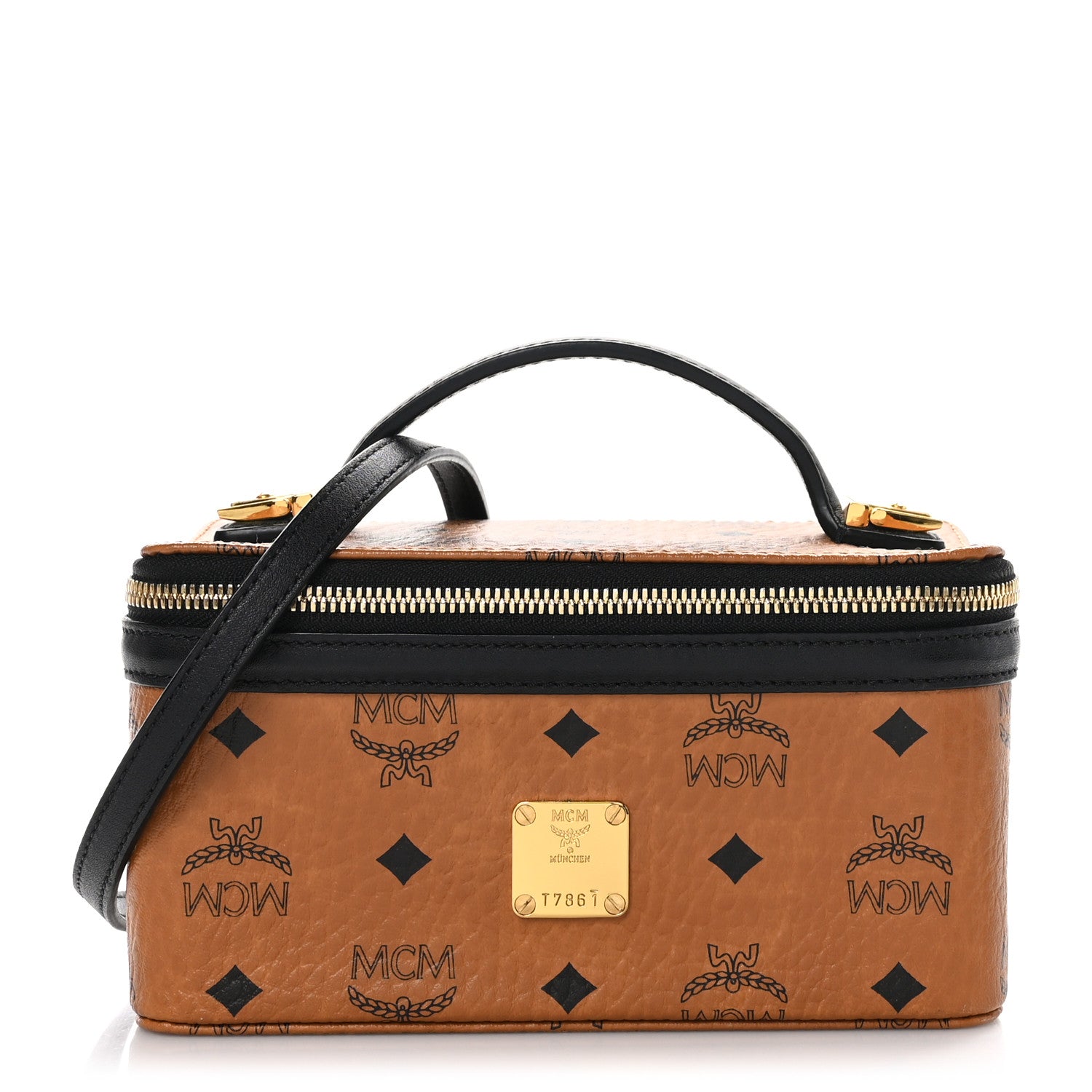 MCM Visetos Vanity Case Cognac Black 1 of 11