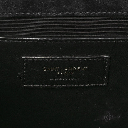 Saint Laurent Suede Mixed Matelasse Triquilt Medium Monogram Satchel Black 5 of 10