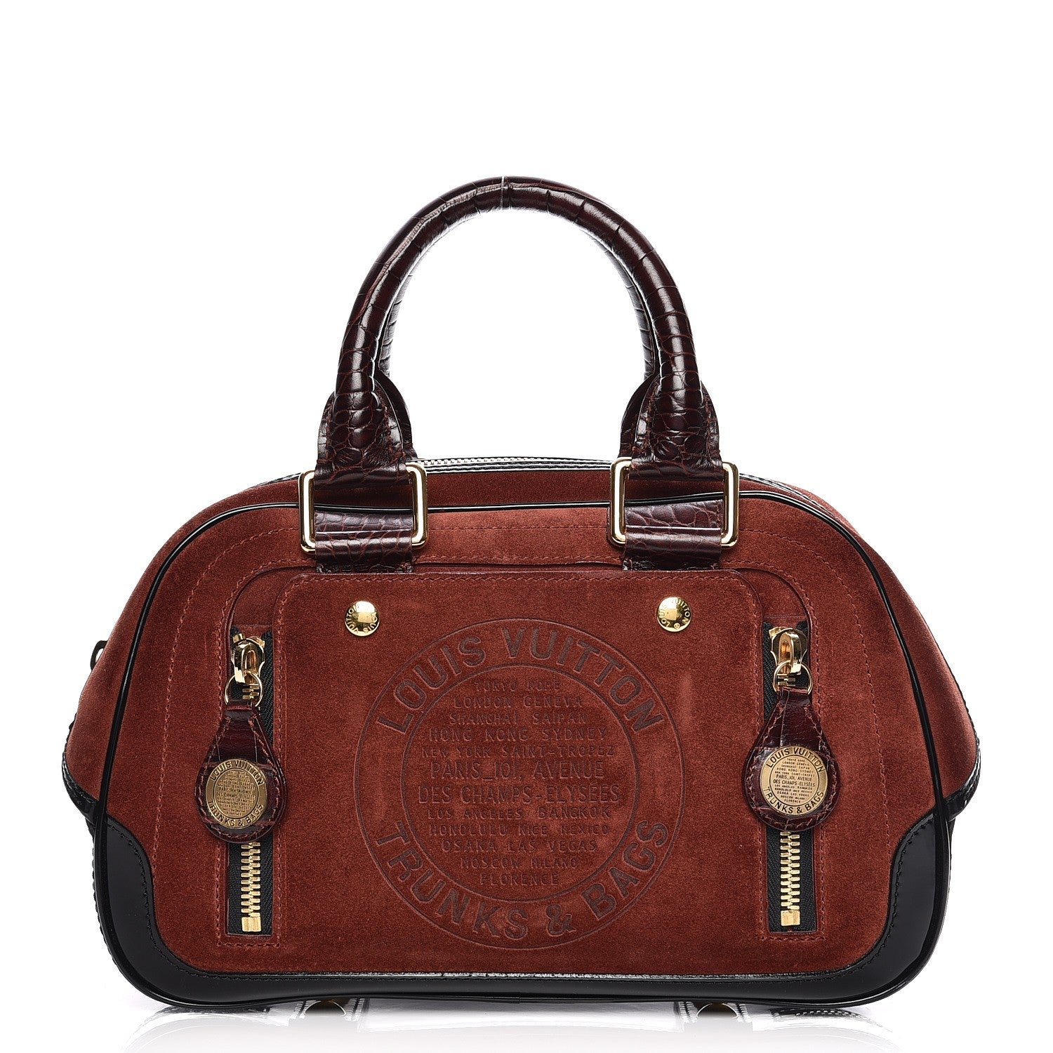 Louis Vuitton Suede Stamped Havane Bowler PM Brun 1 of 8