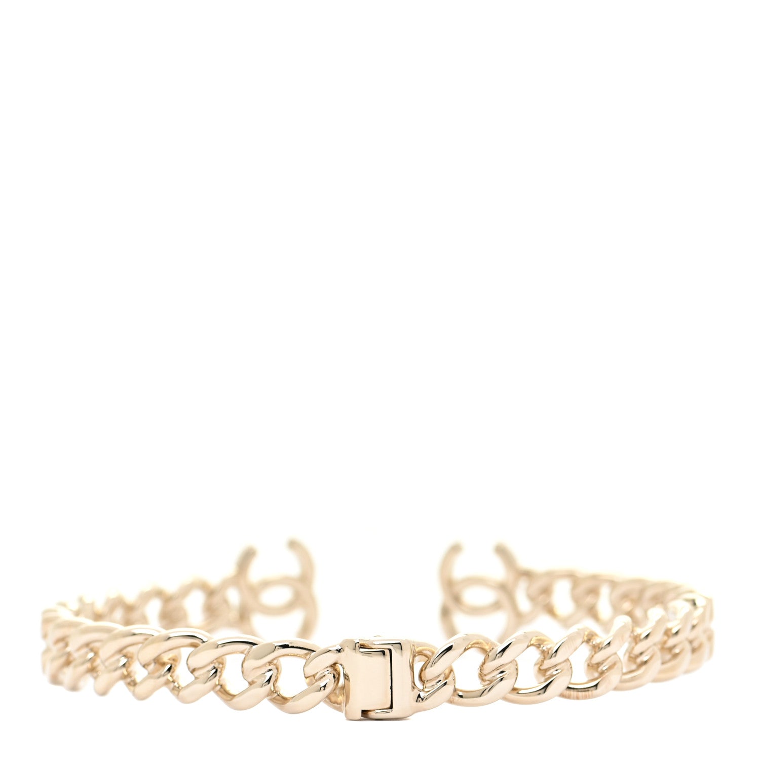 Chanel Metal CC Chain Link Choker Necklace S Gold 3 of 4