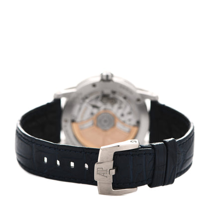 Audemars Piguet 18K White Gold Alligator 41mm Code 11.59 Automatic Watch Blue 15210BC.OO.A321CR.01 3 of 4